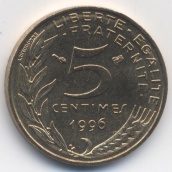 5 сантимов Франция 1996