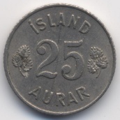 25 эйре (эйрир, аурар) Исландия 1958